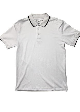 Briani Uomo Mens White 100% Pima Cotton Short Sleeve Polo Casual Shirt