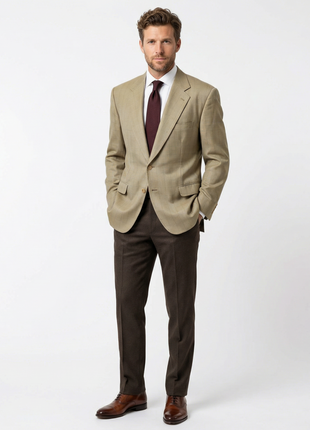 Sartoria Partenopea Men’s Green Windowpane 100% Cashmere Sportcoat 50R