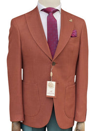 Thumbnail for Romaster Mens Rust Slim Fit Stretch Wool Blend Blazer Sportcoat