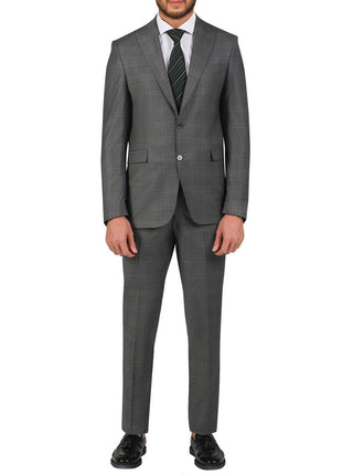 Di'nucci Slim Fit Gray With Light Blue Stripe Peak Lapel Suit