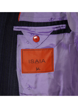 Isaia Mens Drop 8 Charcoal Pinstripe Wool Slim Fit 2-Button Suit - 38R
