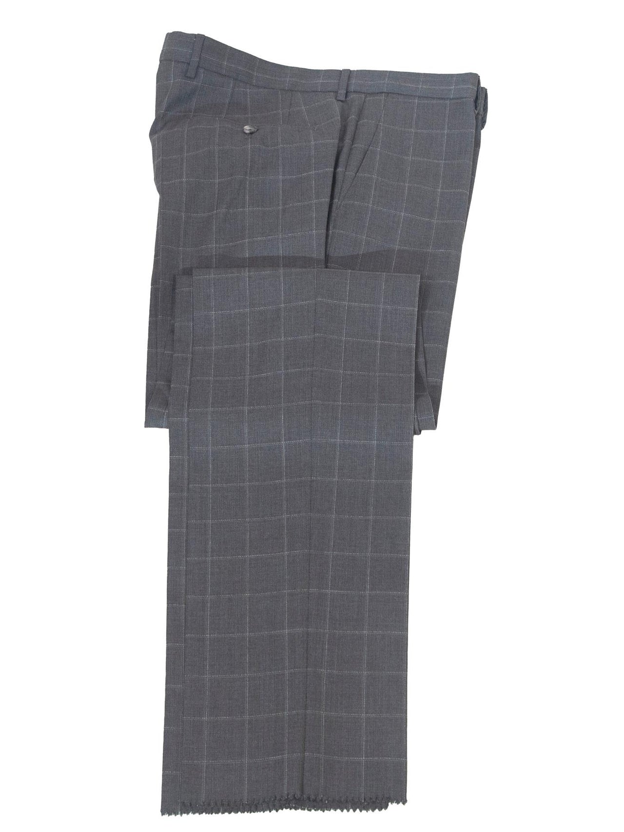 Hugo Boss Mens 42L Gray Windowpane 100% Wool Slim Fit 2 Piece Suit