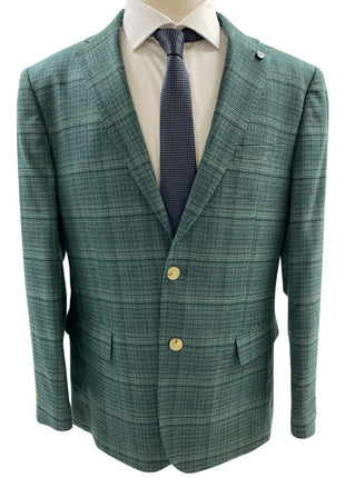 Private Label Mens Green Crossweave Classic Fit Blazer Sportcoat