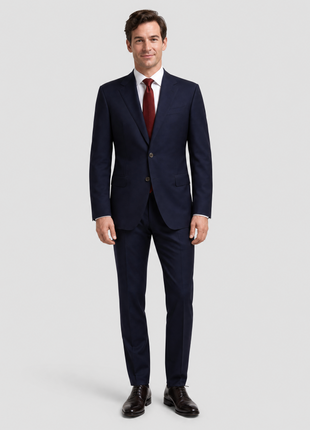 Canali Men's Solid Navy 100% Wool Suit 44R
