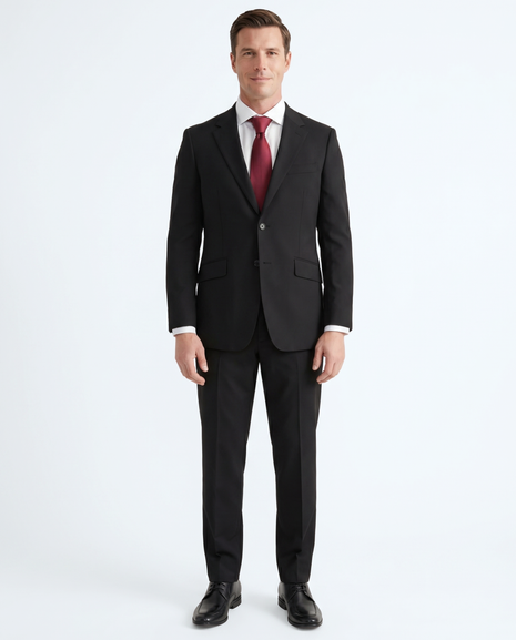 Mazara Mens Black Classic Fit 100% Wool 2 Piece Suit