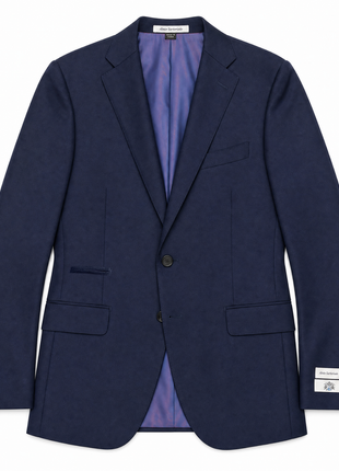 Napoli Solid Navy Notch Lapel Classic Fit 2-Button Wool Cashmere Suit - 40R