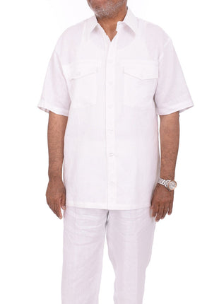 Apollo King TWO PIECE SUITS Apollo King Mens Classic Fit Solid White Linen Walking Suit