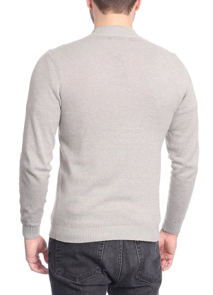 Arthur Black Arthur Black Solid Light Gray Pullover Cotton Blend Mock Neck Sweater Shirt