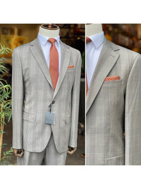 Thumbnail for Arthur Black SUITS Arthur Black Mens Brown Plaid Slim Fit 100% VBC Wool Prehemmed Suit