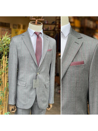 Thumbnail for Arthur Black SUITS Arthur Black Mens Charcoal Gray Pinstriped Slim Fit 100% VBC Wool Prehemmed Suit