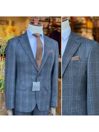 Thumbnail for Arthur Black SUITS Arthur Black Mens Charcoal Gray Plaid Slim Fit 100% VBC Wool Prehemmed Suit