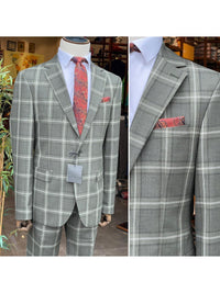 Thumbnail for Arthur Black SUITS Arthur Black Mens Green Plaid Slim Fit 100% VBC Wool Prehemmed Suit