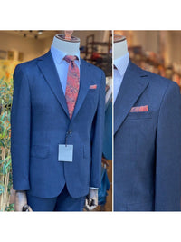 Thumbnail for Arthur Black SUITS Arthur Black Mens Navy Blue Pinstriped Slim Fit 100% VBC Wool Prehemmed Suit