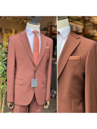 Thumbnail for Arthur Black SUITS Arthur Black Mens Solid Brown Slim Fit 100% VBC Wool Prehemmed Suit