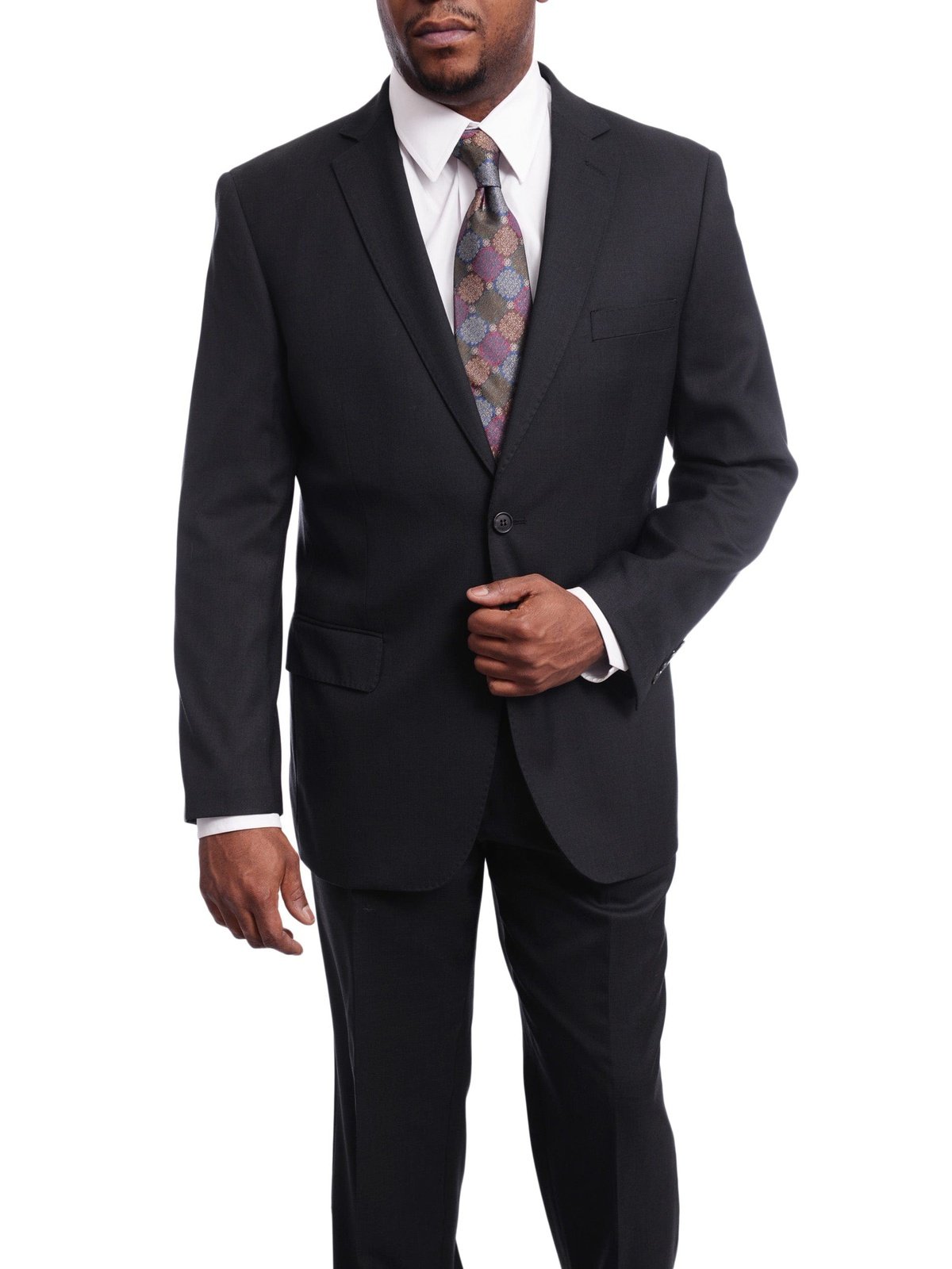 Arthur Black SUITS Men's Arthur Black Classic Fit Navy Blue Two Button Pleated Front Wool Suit