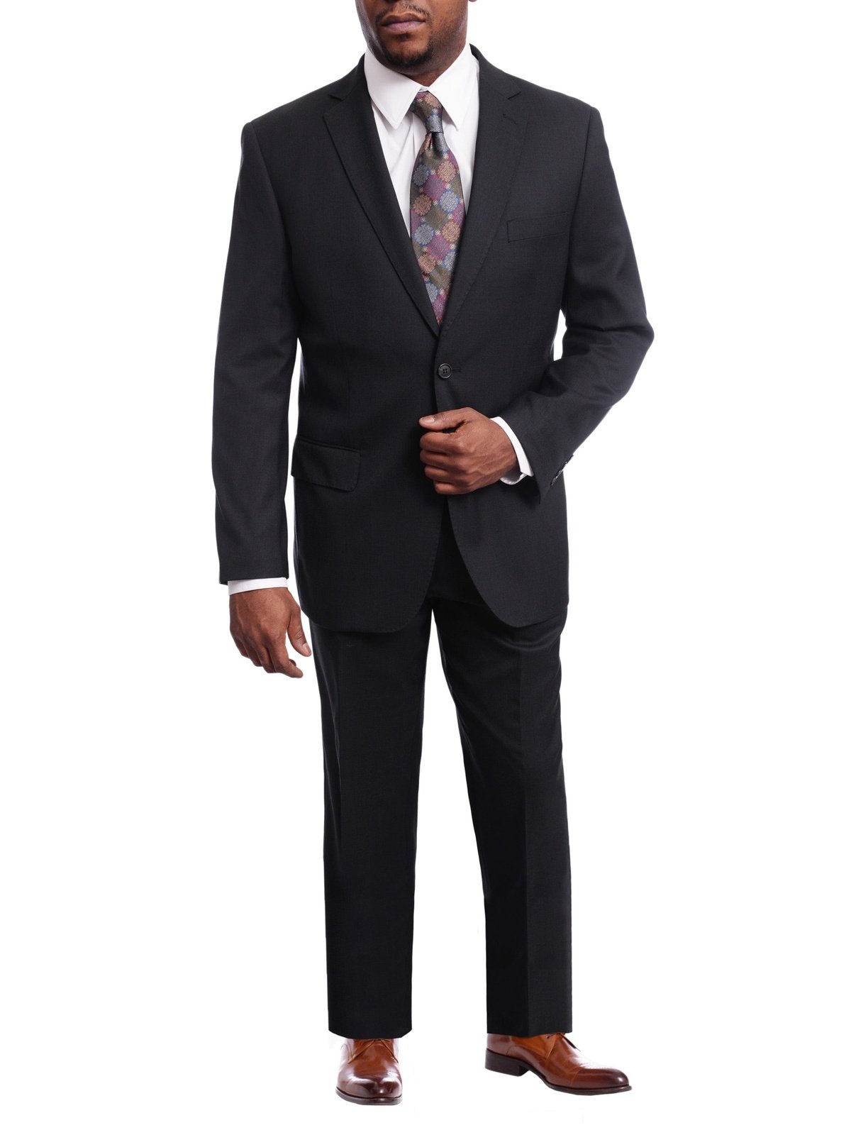 Arthur Black SUITS Men's Arthur Black Classic Fit Navy Blue Two Button Pleated Front Wool Suit