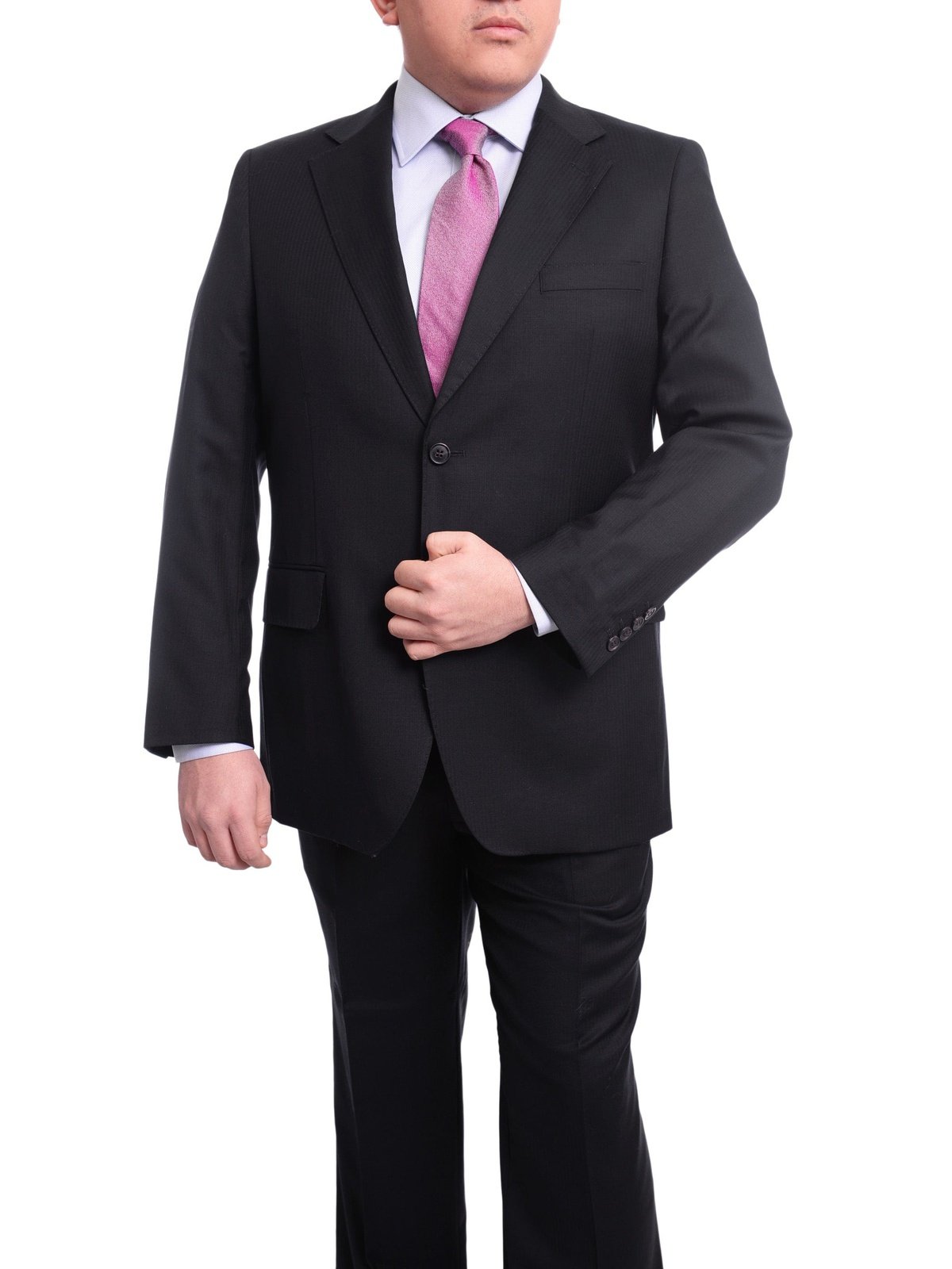 Arthur Black TWO PIECE SUITS Arthur Black Portly Fit Solid Navy Blue Twill Two Button Wool Suit