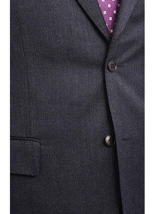Arthur Black TWO PIECE SUITS Men's Arthur Black Executive Portly Fit Solid Blue Two Button 2 Piece Wool Suit