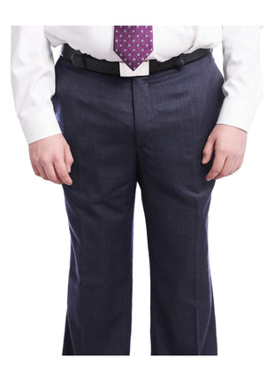 Arthur Black TWO PIECE SUITS Men's Arthur Black Executive Portly Fit Solid Blue Two Button 2 Piece Wool Suit