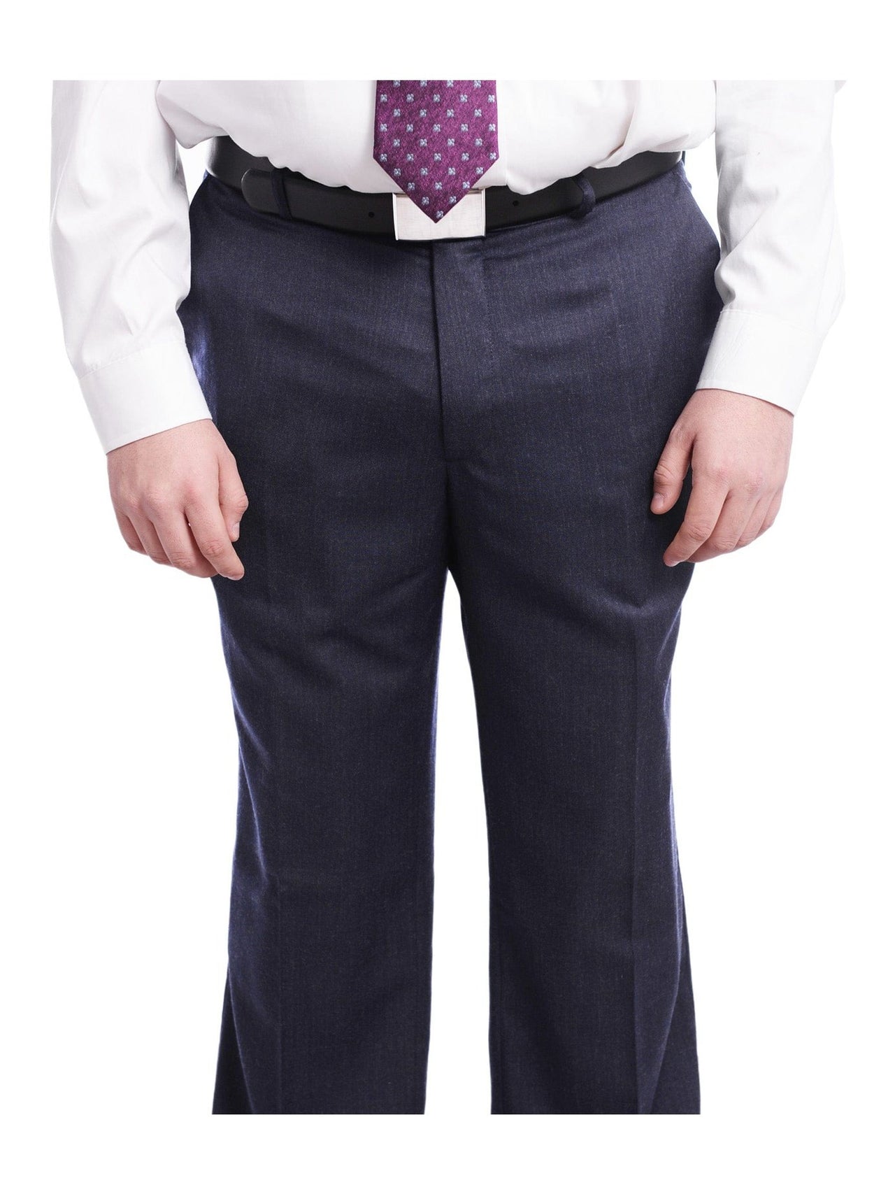 Arthur Black TWO PIECE SUITS Men's Arthur Black Executive Portly Fit Solid Blue Two Button 2 Piece Wool Suit