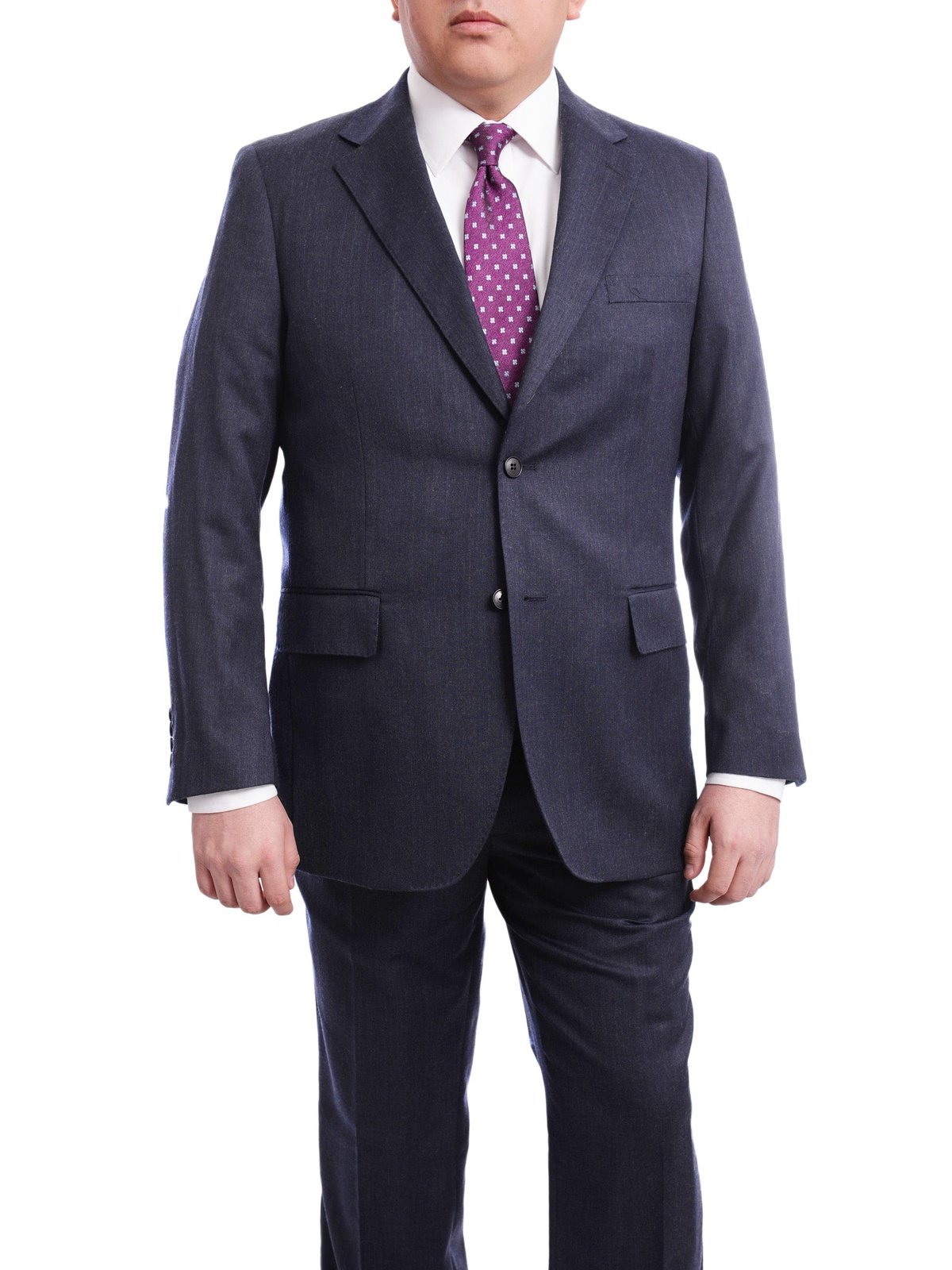 Arthur Black TWO PIECE SUITS Men&#39;s Arthur Black Executive Portly Fit Solid Blue Two Button 2 Piece Wool Suit