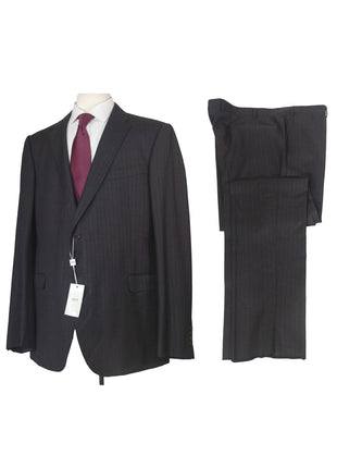 Armani Collezioni Mens Slim Fit Charcoal Pinstripe 100% Wool 2 Piece Suit