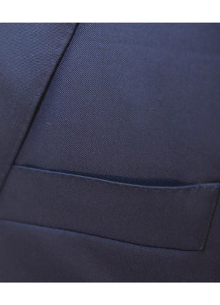 Canali 38R Drop 6 Solid Navy Blue 100% Wool Classic Fit 3 Piece Suit