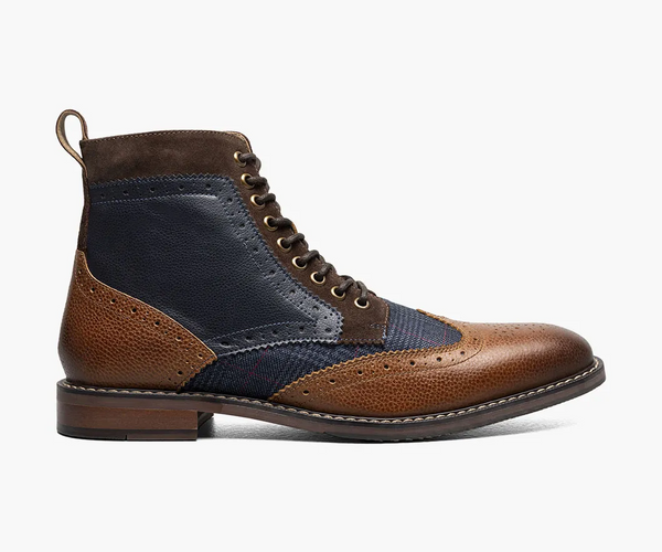Stacy Adams Mens Finnegan Navy & Cognac Wingtip Lace-up  display picture 2