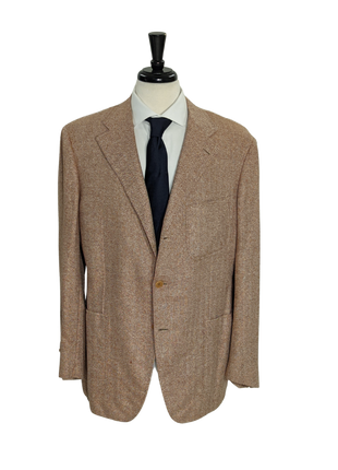 Sartoria Partenopea Men's Red Herringbone Silk Blend 3-Roll-2 Sportcoat 44R