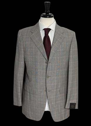 Sartoria Partenopea Men's Gray Glen Plaid 100% Wool Suit 40R