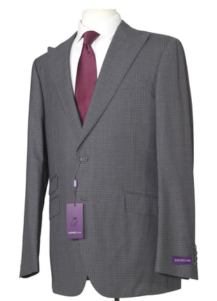 Napoli Mens 44L Charcoal Gray Check 100% Wool Slim Fit 2 Piece Suit