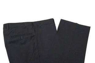Canali Solid Black 100% Wool 2 Button Suit 46L