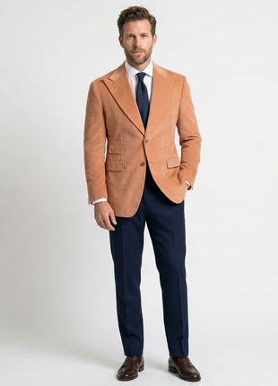 Sartoria Partenopea Men’s Peach Corduroy Peak Lapels Sportcoat 42R