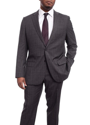 Napoli Classic Fit Gray Plaid Two Button Half Canvassed Wool Suit