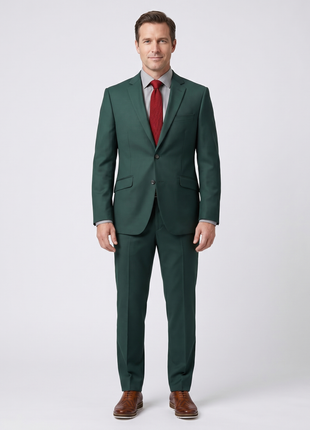 Raphael Mens Solid Green Regular Fit Two Button Suit