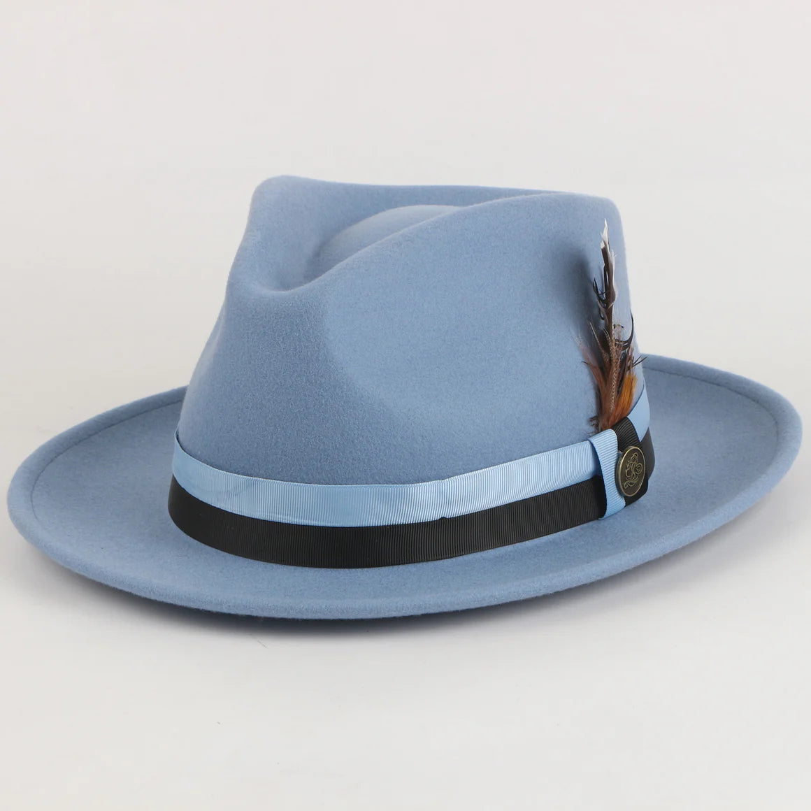 Steven Land Mens Carolina BlueThe Madison Fedora Wool Hat