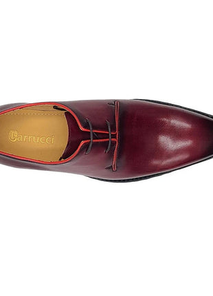 Carrucci Mens Burgundy Lace-up Oxford Leather Dress Shoes With Lug Sole