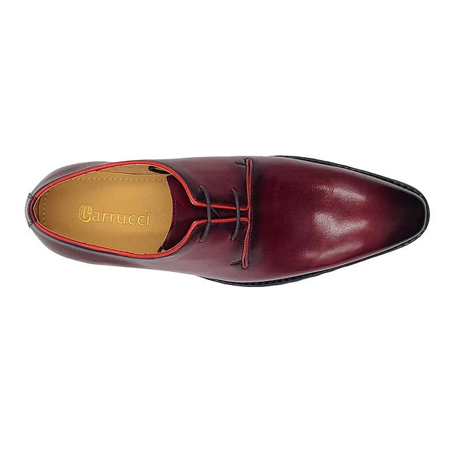 Carrucci Mens Burgundy Lace-up Oxford Leather Dress Shoes With Lug Sole