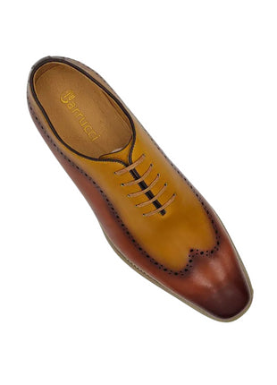 Carrucci Mens Brown/Tan Two Tone Lace-up Oxford Leather Dress Shoes