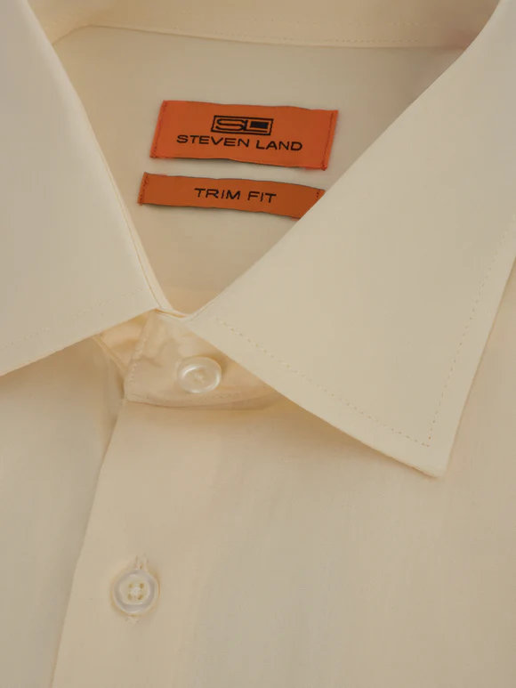Steven Land Mens Solid Cream Stretch Cotton Spread Collar Dress Shirt – The Suit Depot Steven Land Mens Solid Cream Stretch Cotton Spread Collar Dress Shirt – The Suit Depot