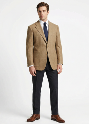 Sartoria Partenopea Men's Beige Windowpane Wool Cashmere Sportcoat 42R