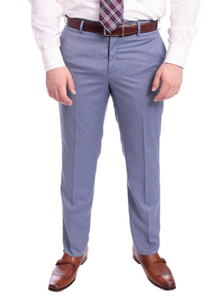 Napoli Slim Fit Light Blue Textured Half Canvassed Two Button Wool Suit