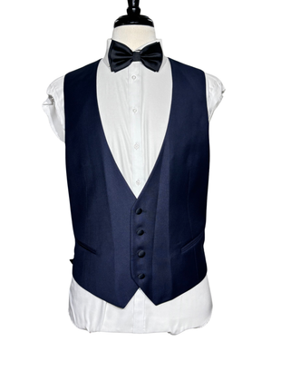 Corneliani CC Collection Navy Blue Micro-Textured Peak Lapel Slim Fit 3-Piece Wool Silk Tuxedo - 44R