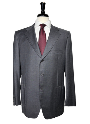 Sartoria Partenopea Mens Charcoal Weave Notch Lapel Slim Fit 3-button Wool Suit - 44R
