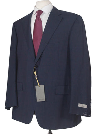 Canali 1934 Mens 48R Drop 7 Navy Blue Check 100% Wool 2 Piece Suit
