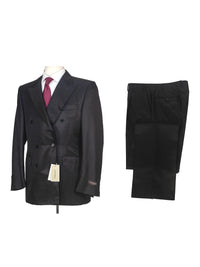 Thumbnail for Canali Mens 40R Drop 6 Solid Black Classic Fit Wool Blend 2 Piece Suit With Silk Lining