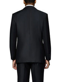 Thumbnail for Beragamo Elegant Men's Solid Black 100% Wool Classic Fit Suit