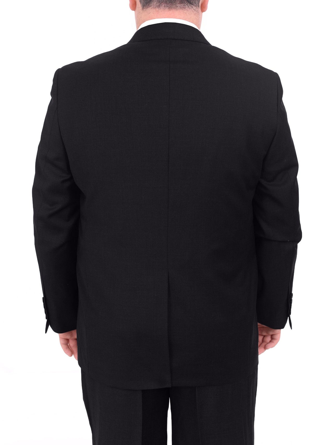 Men's Mazara Portly Fit Executive Cut Black Two Button Wool Suit