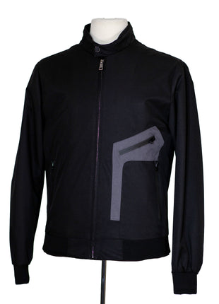 Romaster Mens Black Zip-up Bomber Jacket Raincoat