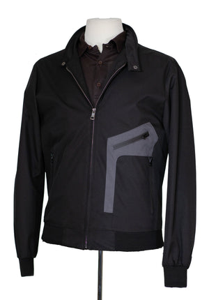 Romaster Mens Black Zip-up Bomber Jacket Raincoat
